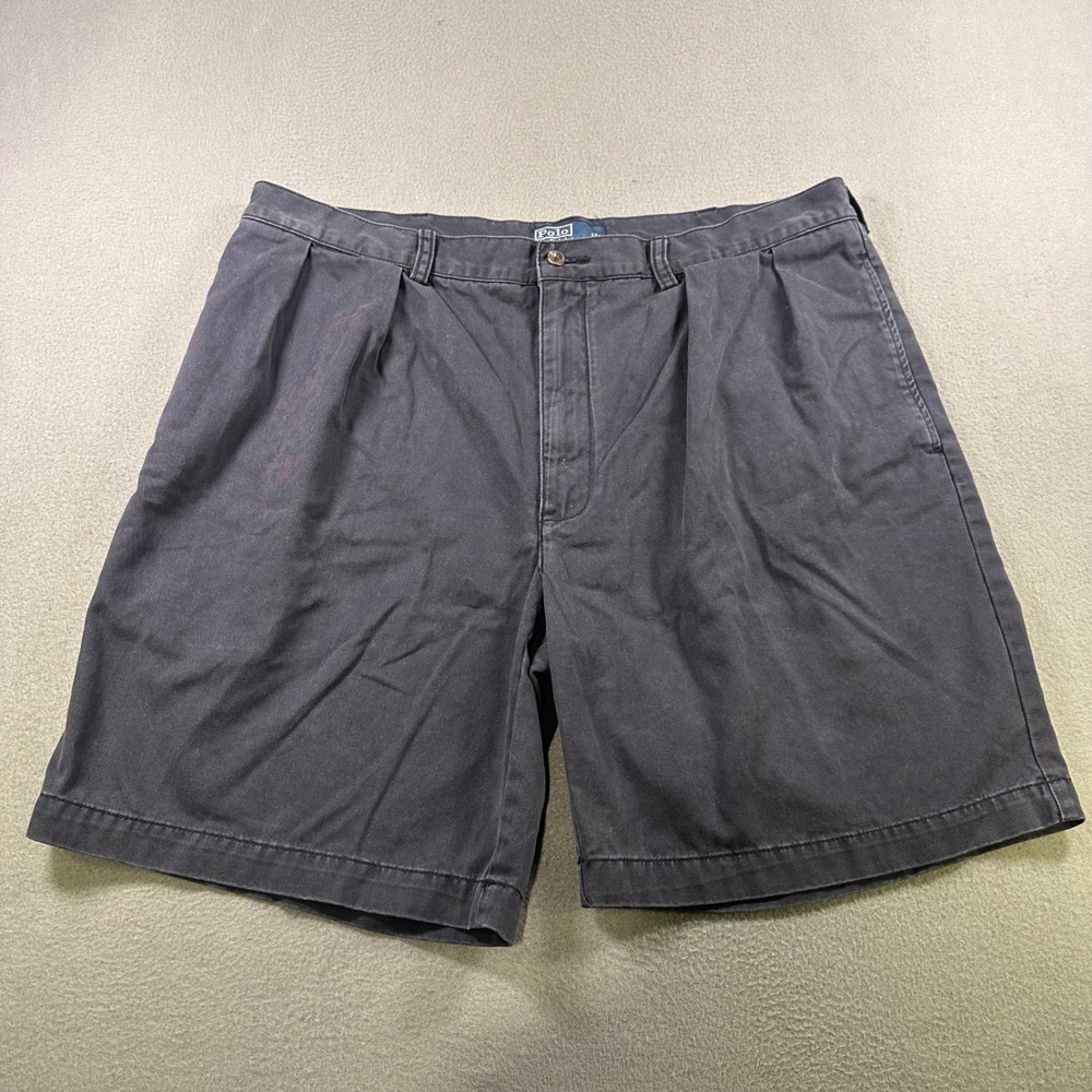 Polo Ralph Lauren Tyler Short Mens 40 Navy Blue Pleated Chino Cotton Shorts